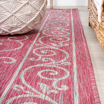 Charleston Vintage Filigree Textured Weave Indoor/outdoor Round Rug